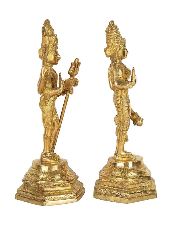 Shiv Parvati Brass Statue Study Setting