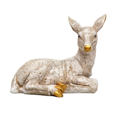 Small polyresin deer figurine with gold nose and gold-trimmed tail detail