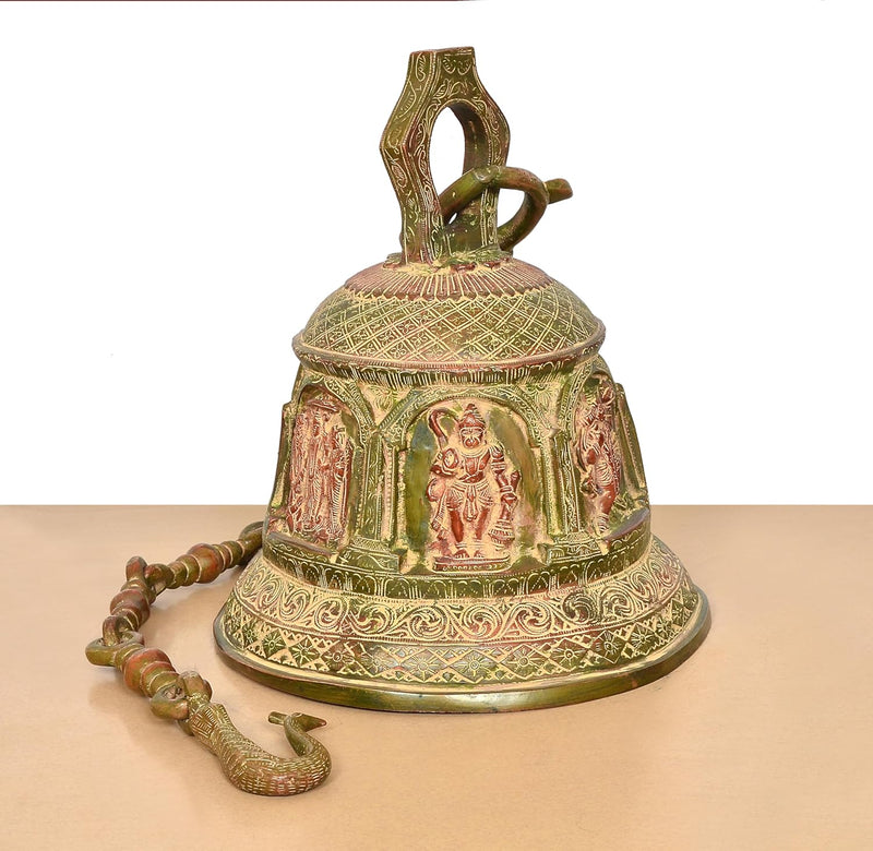 Brass Hanuman Hanging Bell with Ram Darbar Temple Hanging Bell (Height : 14 Inch)