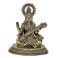 Fine Brass Goddess Saraswati Sitting On Swan Devi of Study Maa Saraswati (Height: 4.5 Inch)