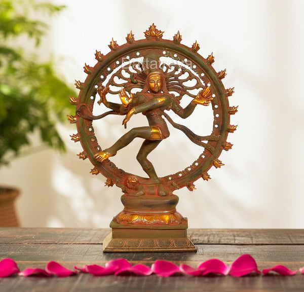 Brass Natraj Lord Shiva Dancing Idol (Height: 13 Inch)