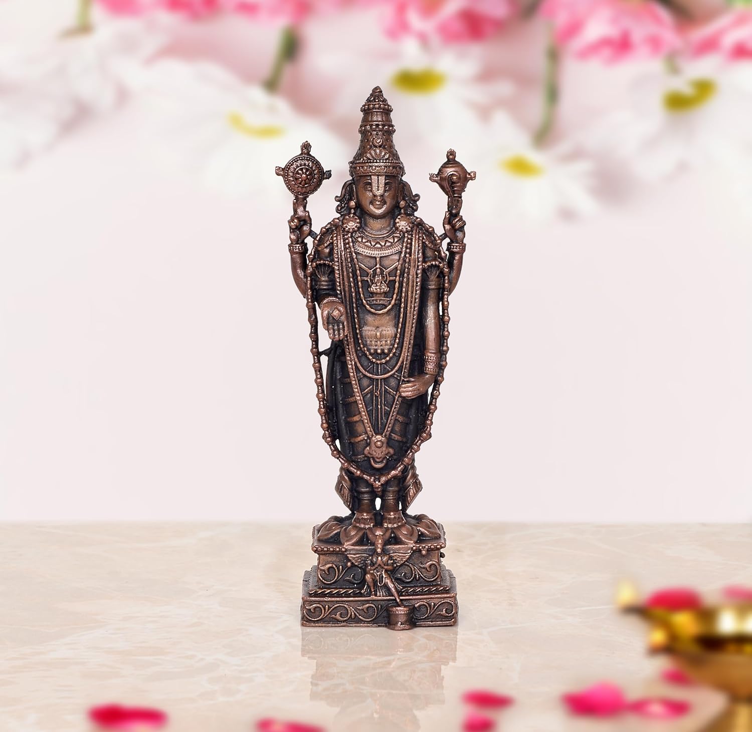 Copper Tirupati Bala ji Statue for Home, Mandir Pooja Decor Idol Color-Copper (Height: 6.5 Inch)