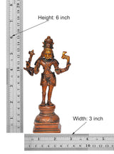 Brass Shiva idol with height 6 inch measurement beside it