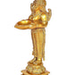 Brass Deep Lakshmi Brass Deep Lady Idol Brass Showpiece for Prosperity Happiness Golden Height 9.5 Inches