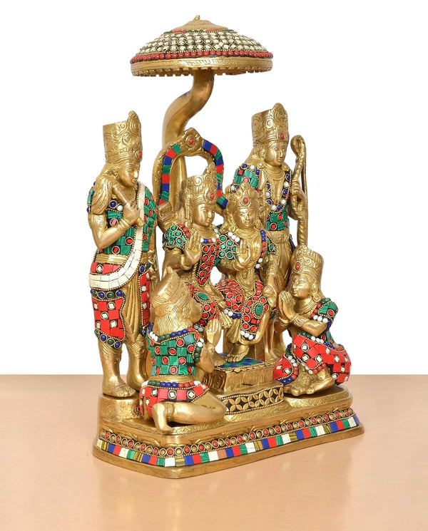 Brass Ram Darbar Brass Statue (Height :15 Inch) Study Setting