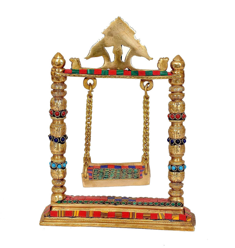 Brass Swing Jhula for Ladoo Gopal | Krishna Idol Statue (Brass, Height 10.25")