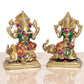 Brass Laxmi Ganesh Statue - Handcrafted Goddess Lakshmi and Lord Ganesha Idol for Home Decor and Pooja - Hindu Deities Figurine (Height 4.5 Inch)