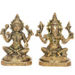 Brass Laxmi Ganesh Statue - Handcrafted Goddess Lakshmi and Lord Ganesha Idol for Home Decor and Pooja (Height 5 Inch)