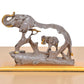 Resin Trunk Up Elephant with Baby showpiece (Height 7 Inch)