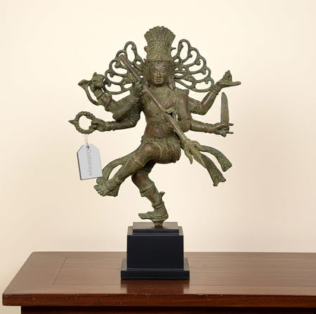 Vintage Indonesian Bronze Natraj Lord Shiva Dancing Statue (Height: 10.5 Inches)