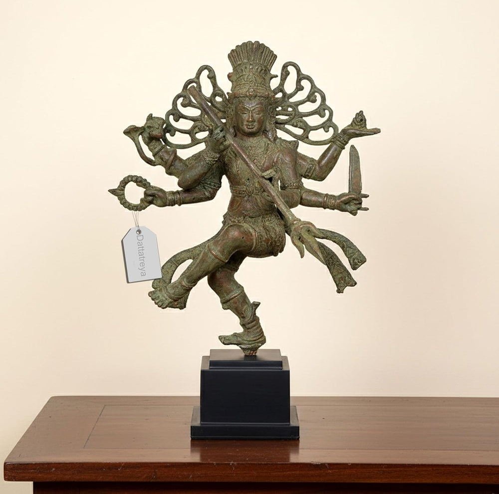 Vintage Indonesian Bronze Natraj Lord Shiva Dancing Statue (Height: 10.5 Inches)