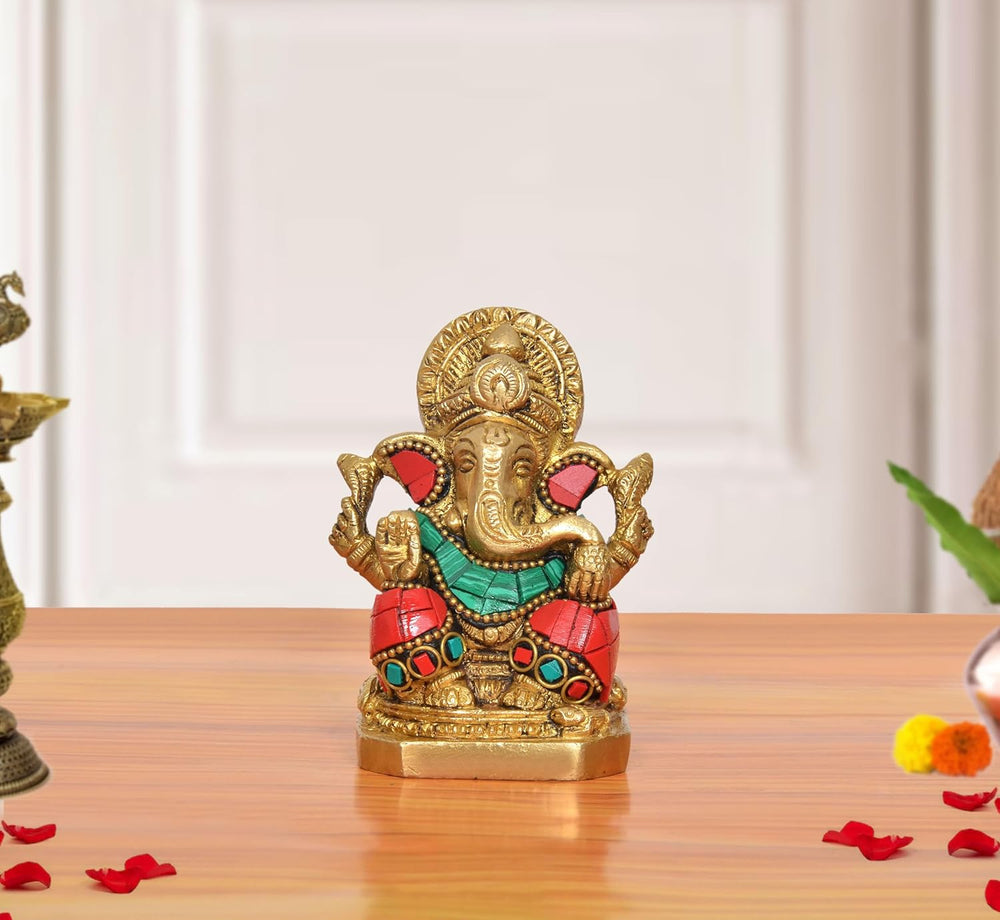 Brass Ganpati Bappa Murti (Height: 3 inch)