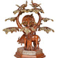 Brass Lord Cow Krishna with Tree Idol Figurine Sculpture Playing Flute Statue Decorative Showpiece, (Height 13 Inch)