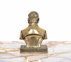 Back view brass Dr. B.R. Ambedkar statue showing back relief and base plinth
