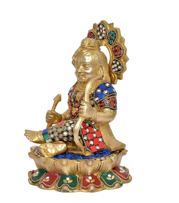 Brass Ram Lalla Sitting Murti Stone Work (Height : 9 inch) Entryway Setting