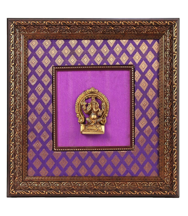 Brass Lord Ganesha Wall Hanging Idol in Wooden Frame for Home, Mandir & Office Décor (Height:13 Inches) Entryway Setting