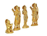 Brass Ram Darbar statue, tall guardian figure, two standing figures and a seated figure