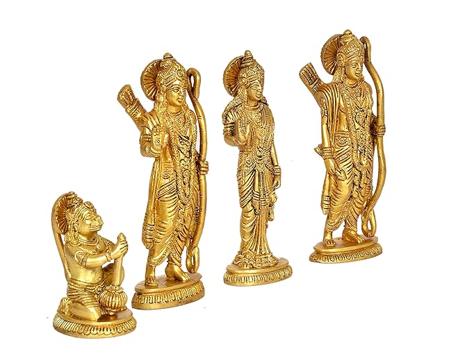 Brass Ram Darabar Statue Idol for Home Decor Temple | Diwali | Height : 6.5 Inches | Pack of 4