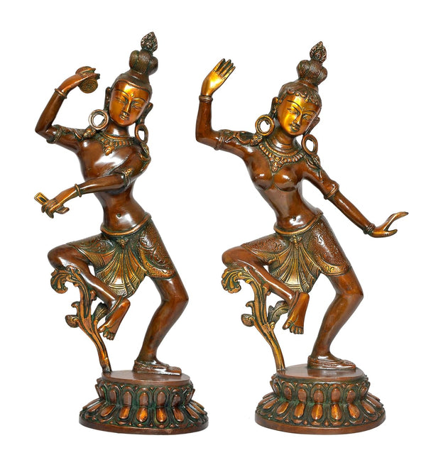 Brass Dancing Shiva Parvati Idols (Height: 17 Inch) Study Setting