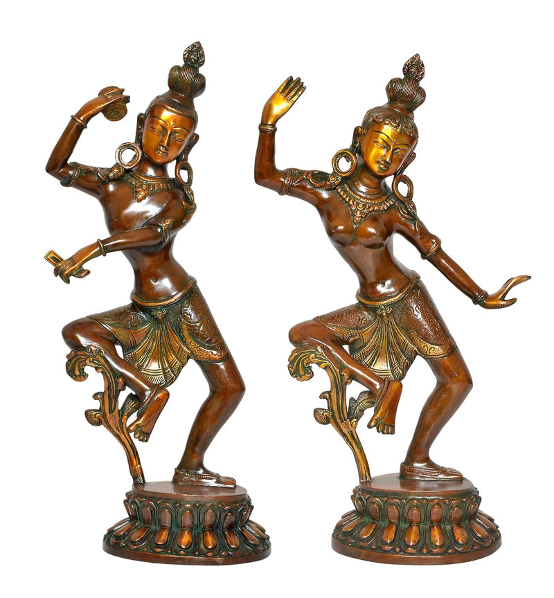 Brass Dancing Shiva Parvati Idols (Height: 17 Inch)