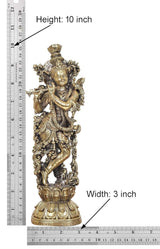 Brass Lord Krishna idol dimensions: Height 10 inch, Width 3 inch