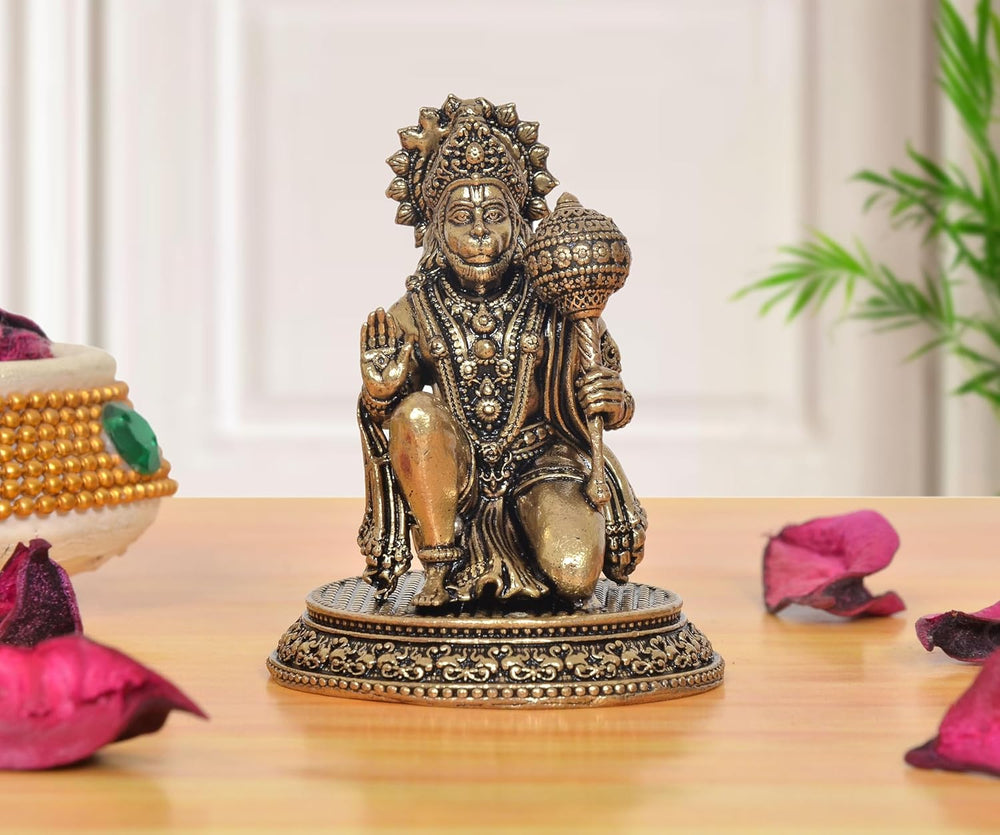 Superfine Brass Hanuman JI Sitting Sculpture (Height 2.5 Inch)