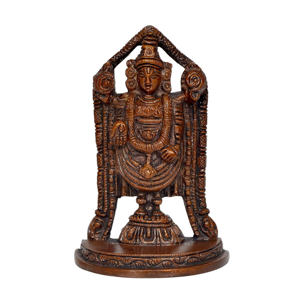 Brass Lord Tirupati Bala Ji Idol Statue Home Temple Office Figurine Showpiece Multicolour (Height 4 Inch) Entryway Setting