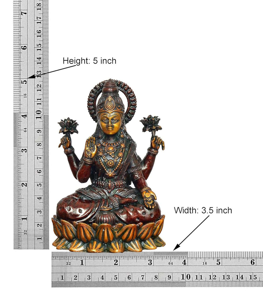 Superfine Brass Lakshmi Idol (Height: 5 Inch) Craft Detail