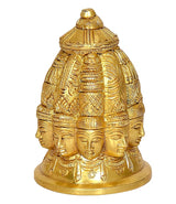 Dattatreya brass Shiva stupa idol with nine faces, gold finish