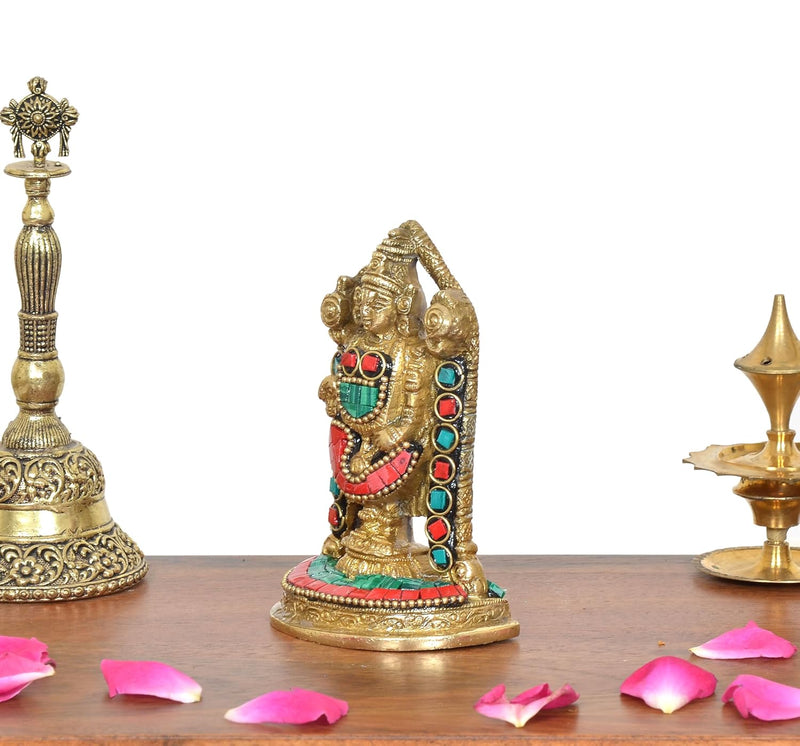 Brass Lord Tirupati Bala Ji Idol (Height :4 inch) (Multicolor 1)