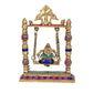 Brass Lord Ganesha On Swing Decorative Showpiece Idol Blue & Red - (Brass, Height 10.25")