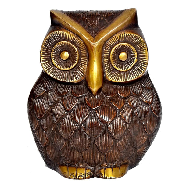 Brass Owl Bird Wall Hanging and Table Top (Height 7 Inch) Study Setting