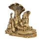 Maa Lakshmi with Lord Vishnu On Sheshnag Idol Statue for Home Mandir Temple Office Decor - (Brass, Height 6.5 Inch)