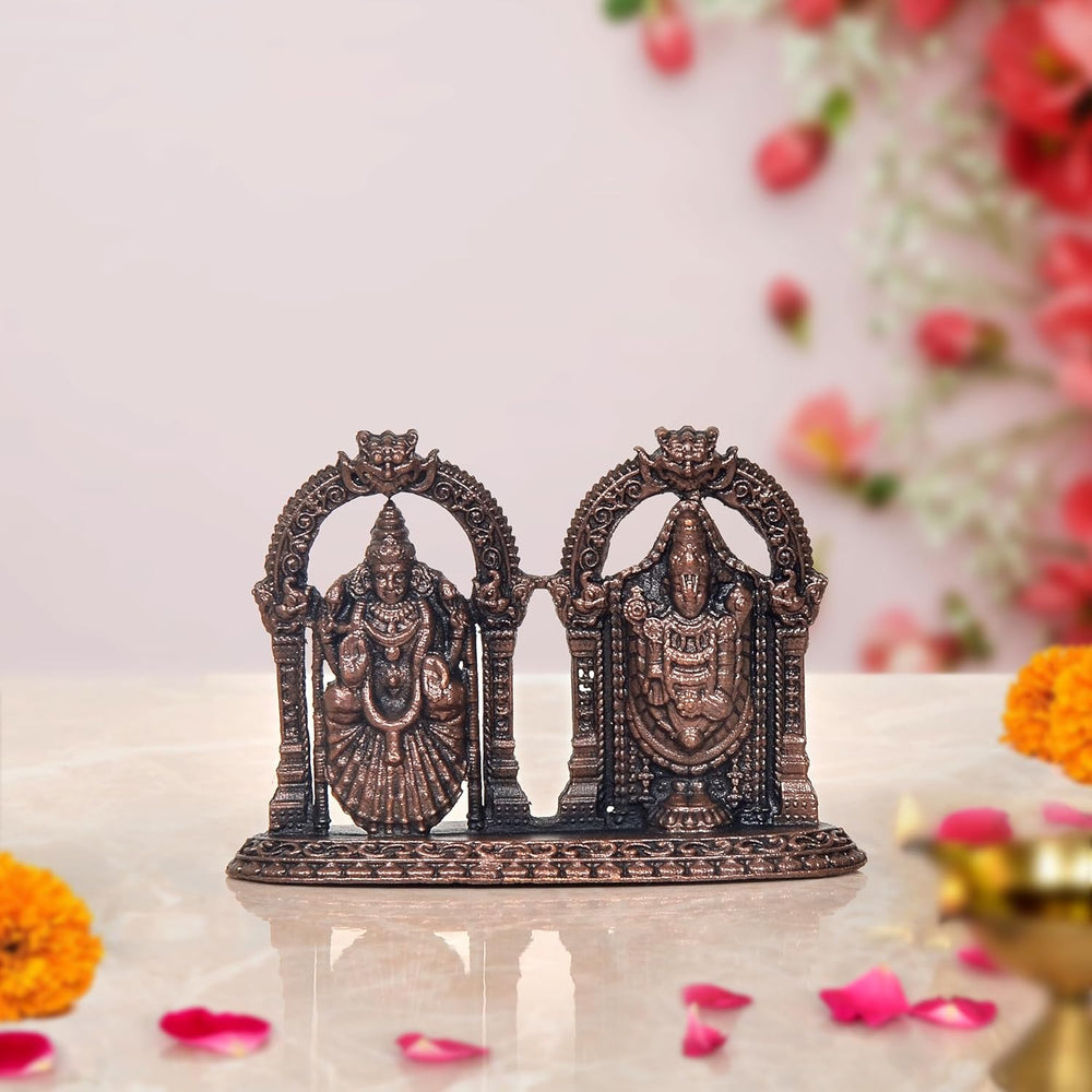 Copper Tirupati Balaji Padmavati Lakshmi Venkateshwara Idol (Height 2 Inch)
