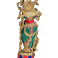 Brass Radha Rani Idol Radha Sculpture Idol Showpiece for Home Office Temple Decor, Height 15 Inches