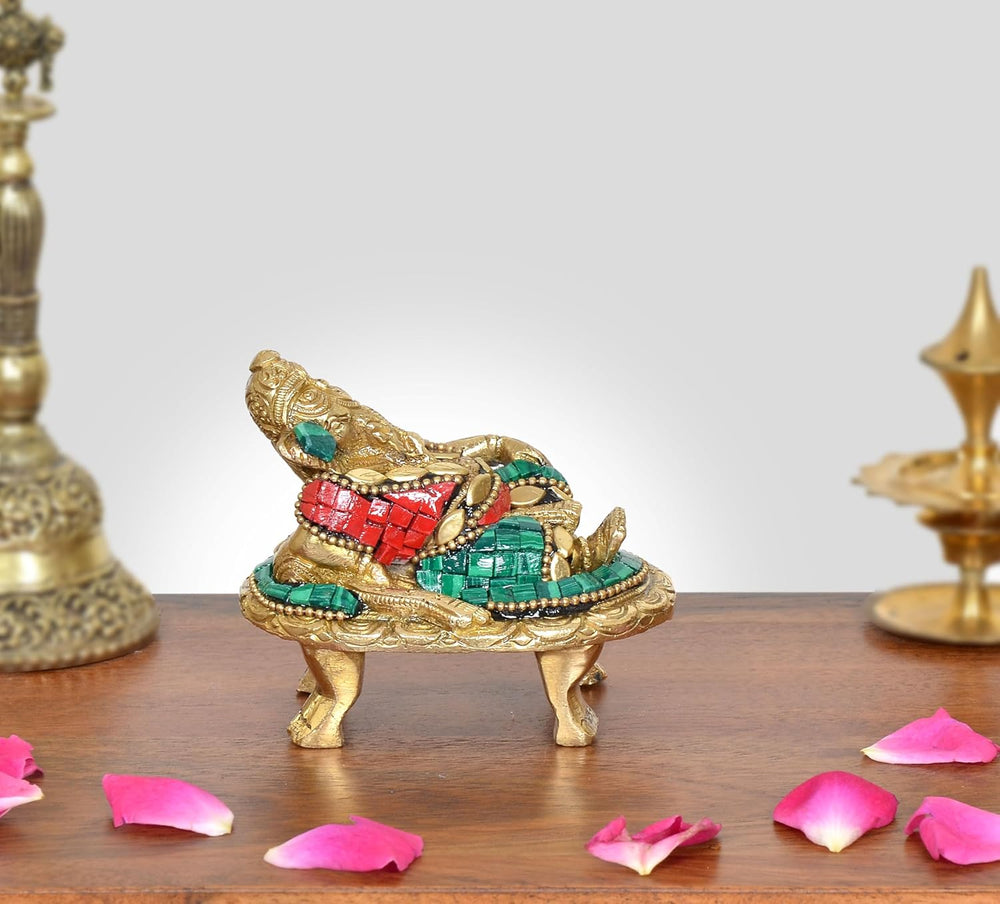 Brass Relaxing Ganesha Statue (Height :3 inch)