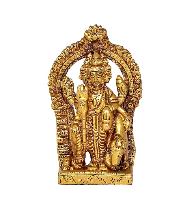 Brass Idol Trimurti Brahma Vishnu Mahesh Idol Height 3.3 Inches Craft Detail