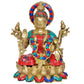 Brass Lakshmi Idol Laxmi Goddess Lakshmi Sitting Statue for Puja Temple at Home Decor Office (Height: 9 Inch)