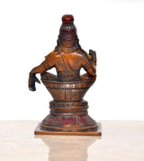 Ayyappan Ayyappa brass statue idol back view, detailed necklace and draped sash