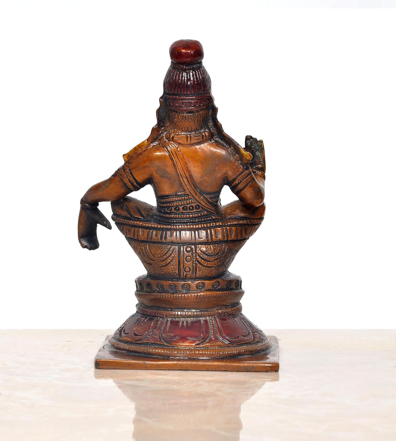Brass Seated Lord Swami Ayyappan Ayyappa Statue Idol for Home Decor Pooja Mandir Decorative Showpiece (Height 5 Inch)