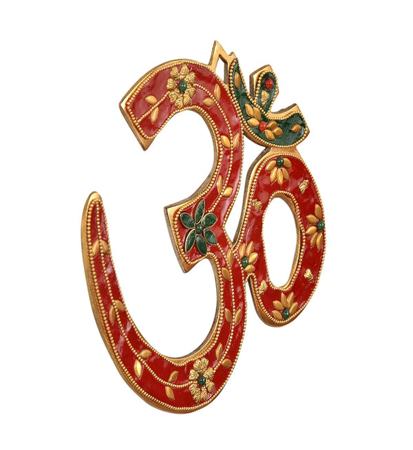 Brass OM Wall Hanging Sculpture, Vastu, Goodluck, Wall Decoration Multicolor in Brass (Height: 7 Inch) Study Setting