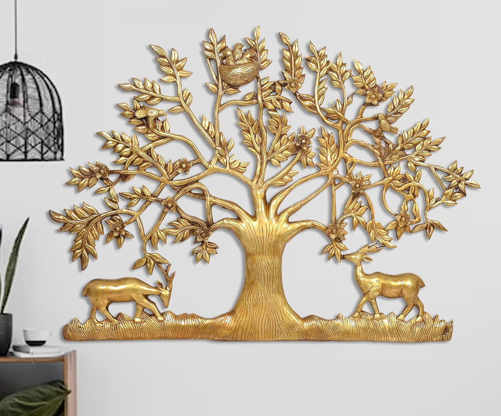Brass Kalpavriksha Tree Wall Hanging Figurine (Height: 22 inch)