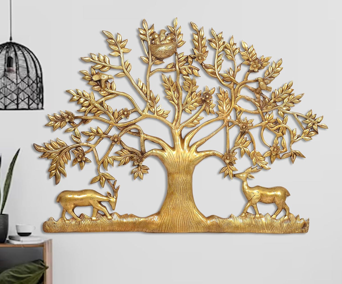 Brass Kalpavriksha Tree Wall Hanging Figurine (Height: 22 inch)