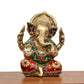 Brass Lord Ganesha Idol Ganesh Statue Sculpture for Home Decor Office Mandir Pooja Decorative Showpiece (Height 7 Inch)