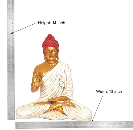 Resin Buddha Statue for Table Decor Living Room Home Decor and Office (Height: 14 Inch)