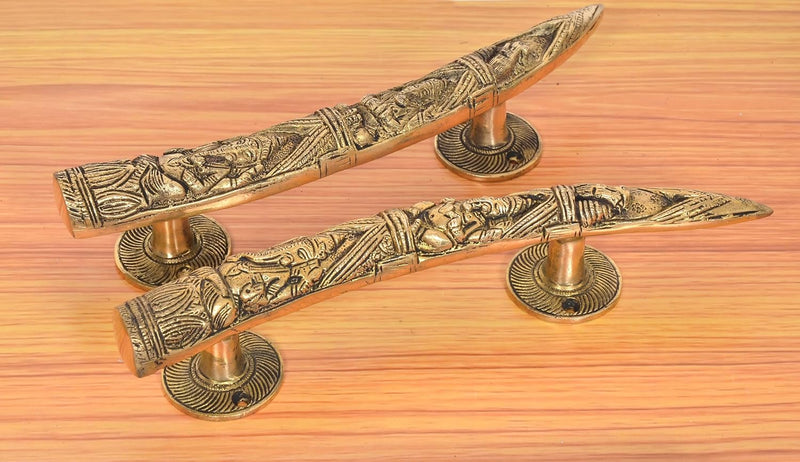 Brass Tuskar Design Ganesha Door Handle Pair (Pack of 2) (Height : 11 inch)