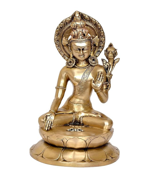 Brass Indra Dev Statue Home Decor Pooja Mandir Inder Dev Sculpture of Lord Indra (Height 12 Inch)