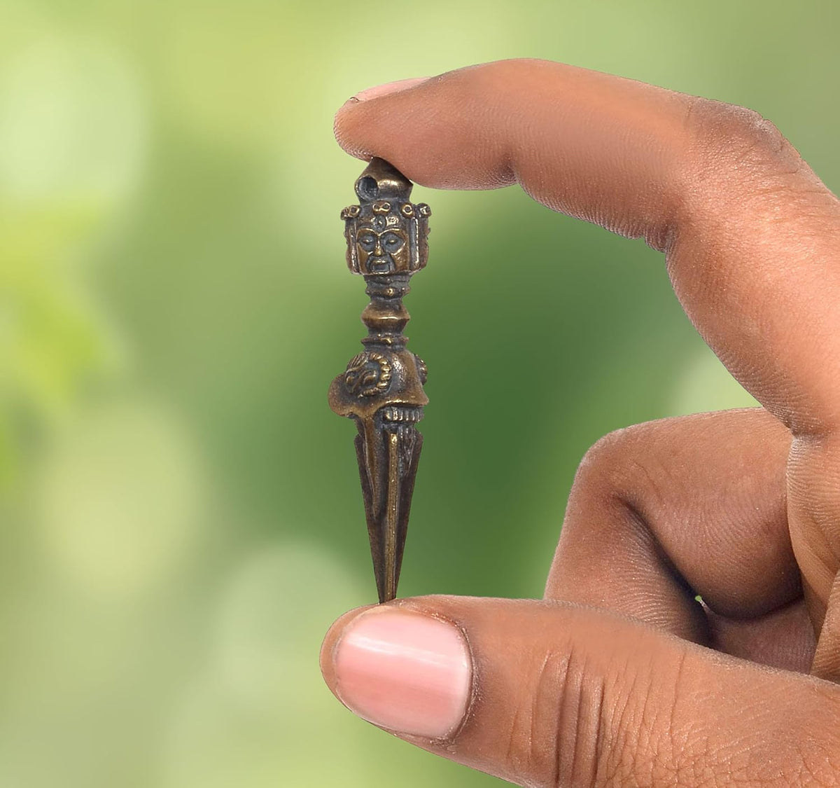 Brass dorje vajra furba phurpa, ornate top and pointed tip