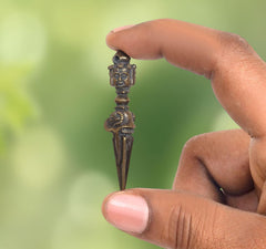 Brass dorje vajra furba phurpa, ornate top and pointed tip
