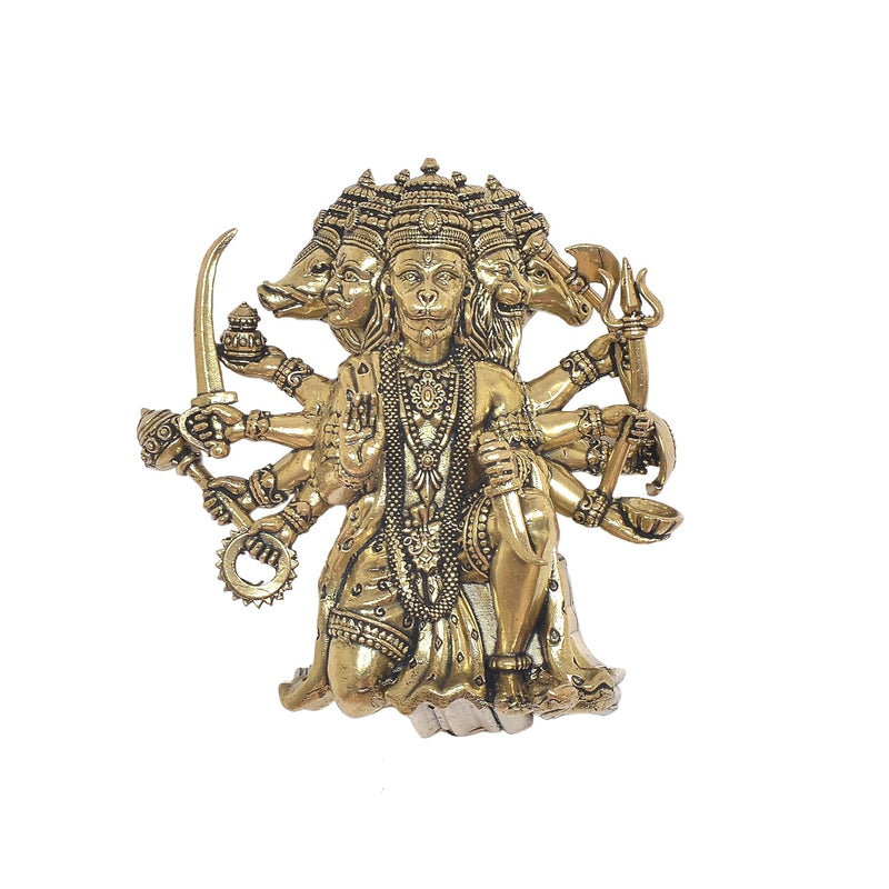 Bronze Panchmukhi Hanuman Idol | Wall Hanging | (Height: 4 Inch)